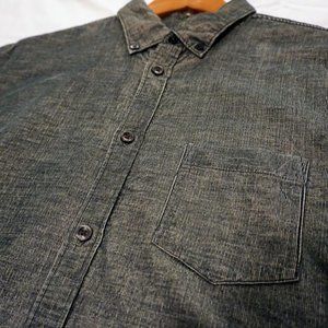 Express Men's Slim Solid Emerald Green Button-up Corduroy Shirt (Large Tall)